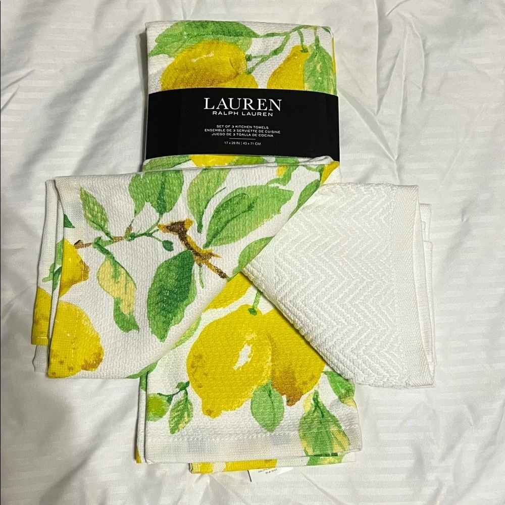 Lauren Ralph Lauren Kitchen Towels set of 3 Lemons
